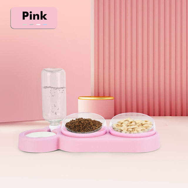 双宠物碗带自动饮水器