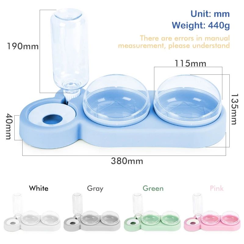 双宠物碗带自动饮水器