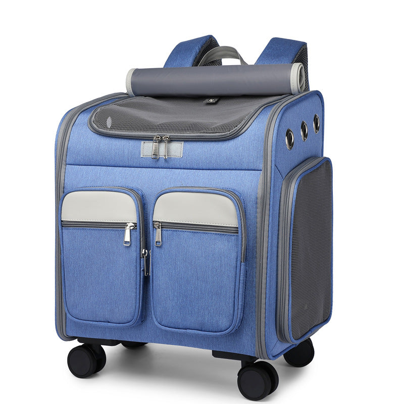 Foldable Pet Trolley Bag with Silent Wheels