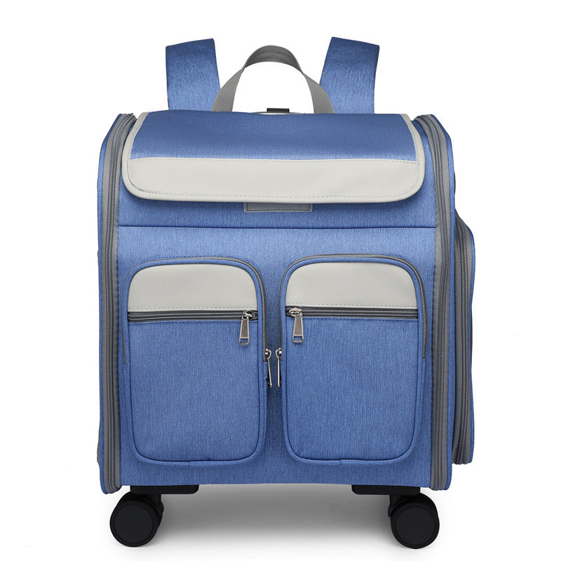 Foldable Pet Trolley Bag with Silent Wheels