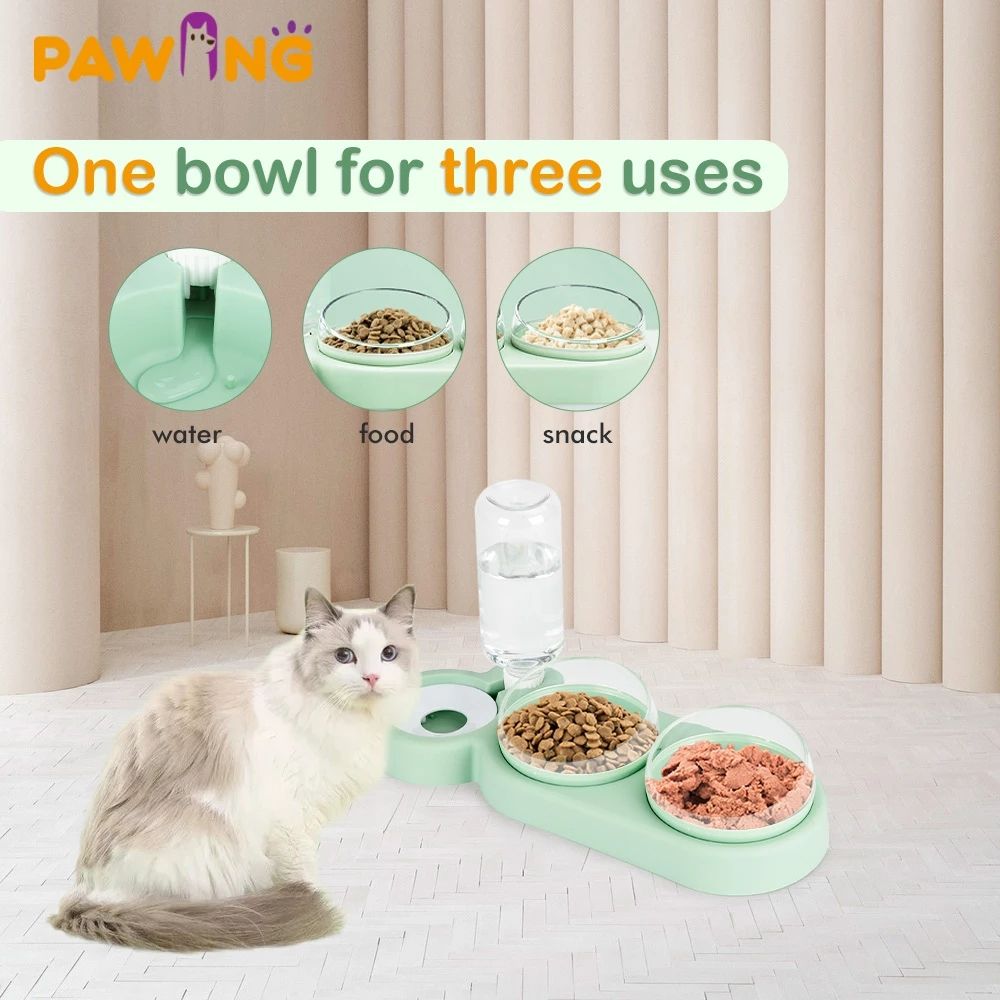 双宠物碗带自动饮水器