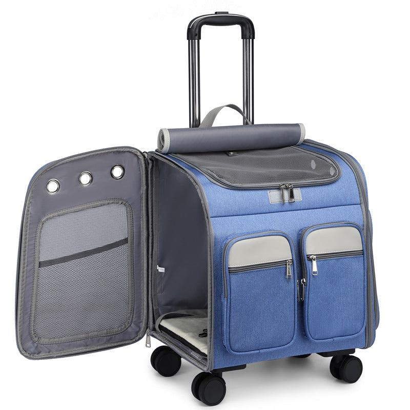 Foldable Pet Trolley Bag with Silent Wheels