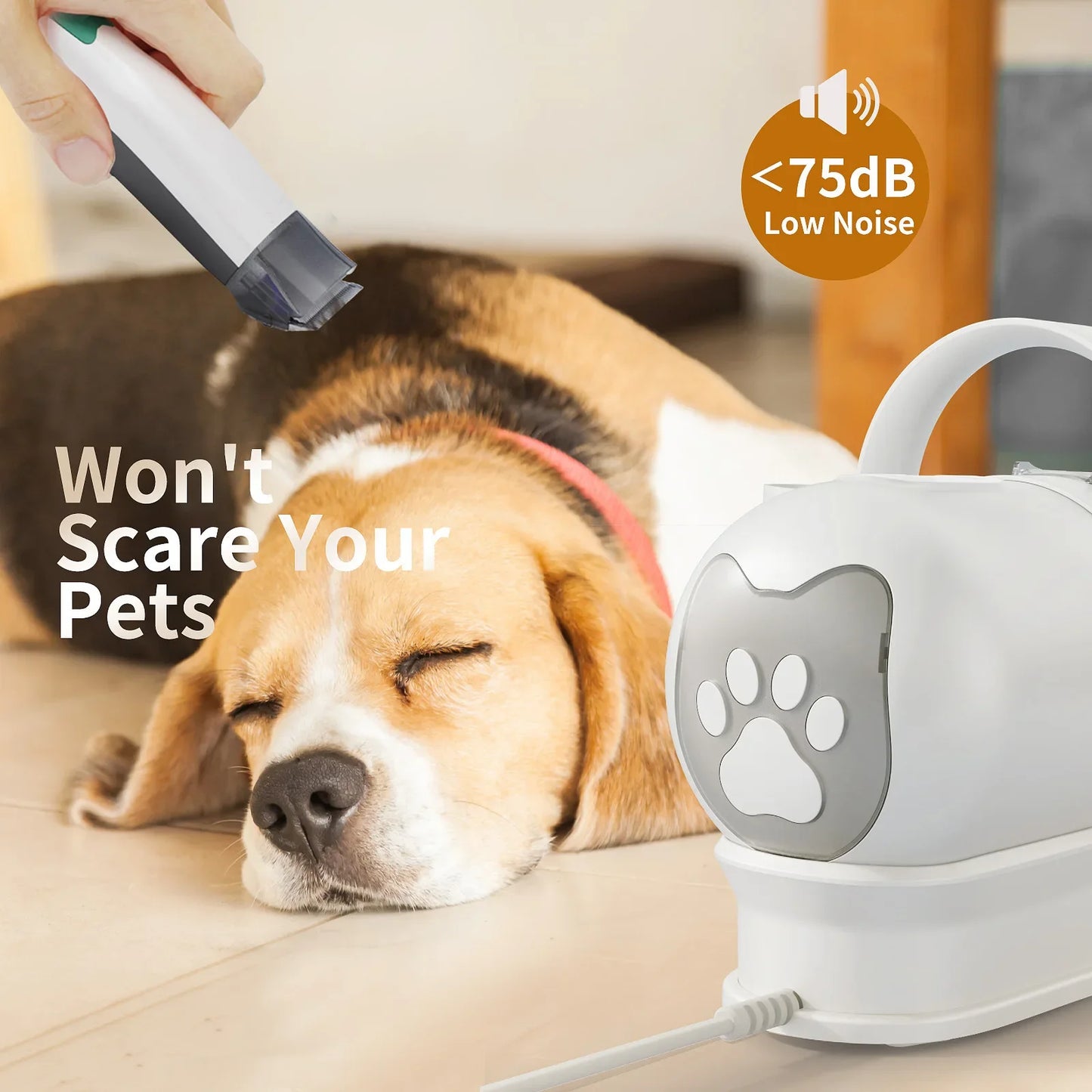 7-in-1 Pet Grooming Vacuum Kit with Powerful Suction & Low Noise