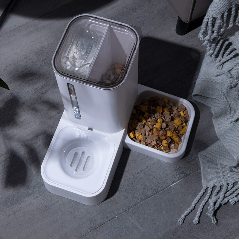 自动宠物喂食器和水分配器,配有双碗