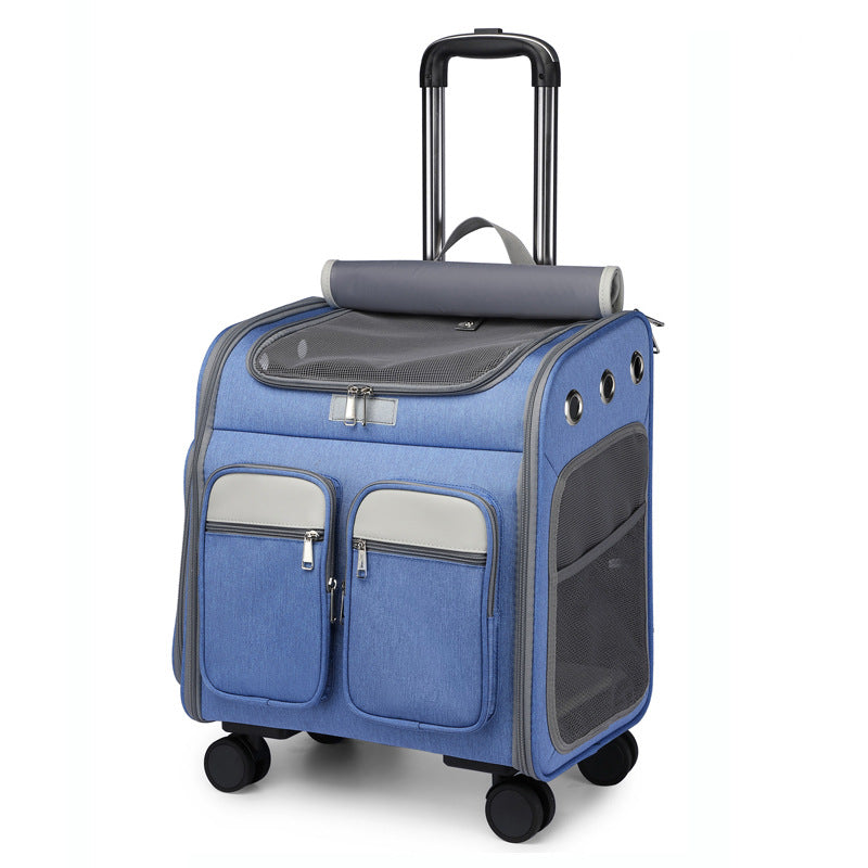 Foldable Pet Trolley Bag with Silent Wheels