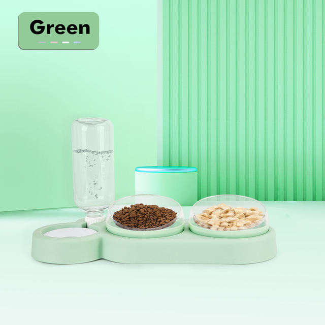 双宠物碗带自动饮水器