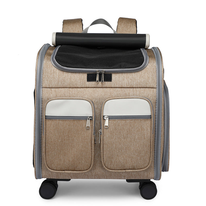 Foldable Pet Trolley Bag with Silent Wheels