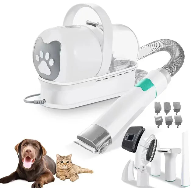 7-in-1 Pet Grooming Vacuum Kit with Powerful Suction & Low Noise