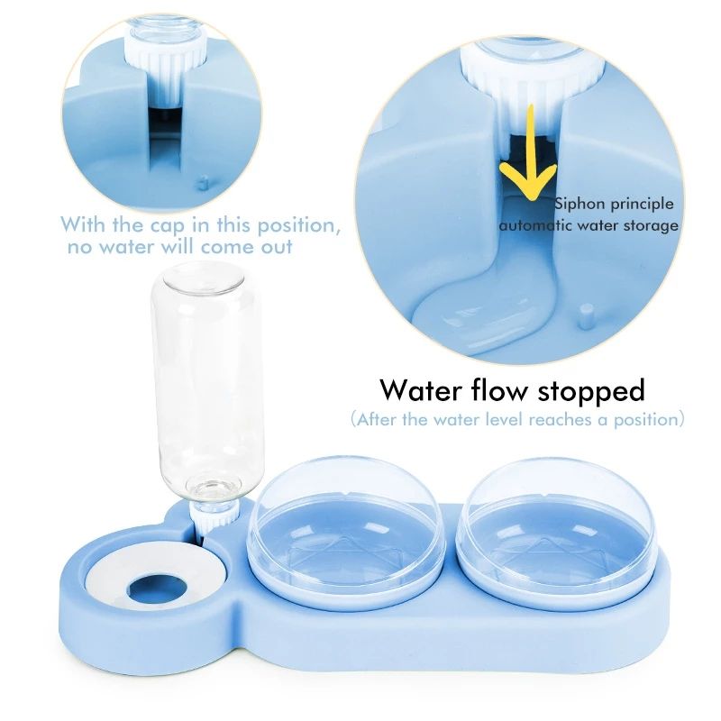 双宠物碗带自动饮水器