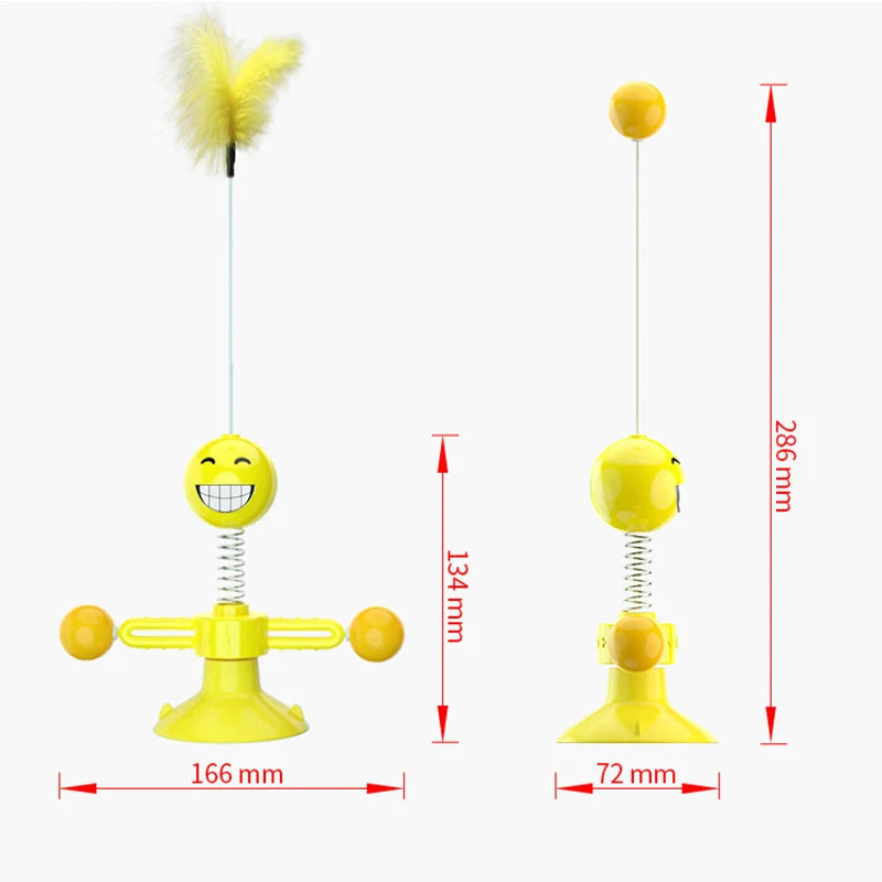 360° Rotating Cat Toy with Feather & Suction Cup