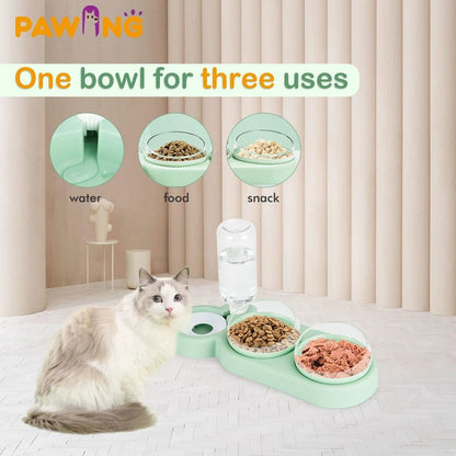双宠物碗带自动饮水器