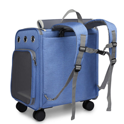 Foldable Pet Trolley Bag with Silent Wheels