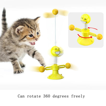 360° Rotating Cat Toy with Feather & Suction Cup